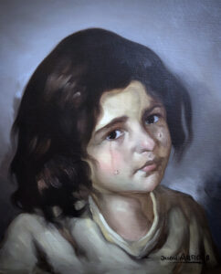 Untitled portrait of a crying gypsy girl by artist Juan Arroyo.