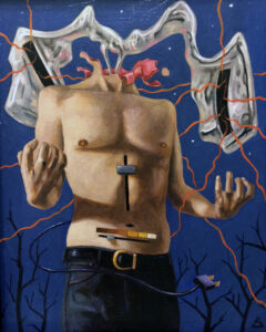 “He became a toaster at midnight,” oil painting by artist Sean Madden.