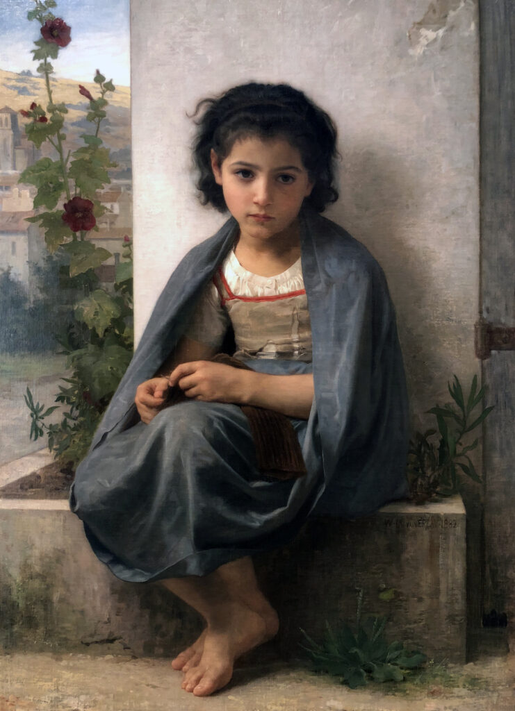 “Little Knitter” (1882) by William-Adolphe Bouguereau, on display at the Norman Rockwell Museum. Photo by Michael Aaron Gallagher.