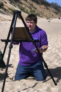 Michael Aaron Gallagher painting on Nauset Beach in Cape Cod