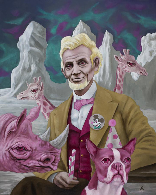 “Peppermints with Lincoln in the Land of Extreme Albinism” by artist Sean Madden.