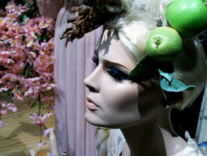 "Pink flowers" (2008) at "The Marie Antoinette Exhibit" mannequin fashion show at The Everson Museum. Photo by Michael Aaron Gallagher.