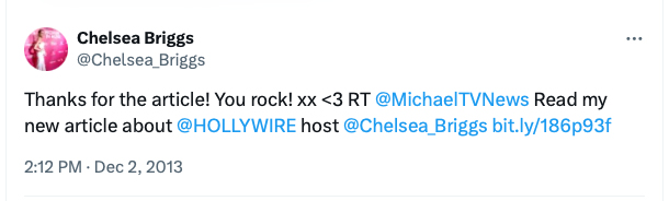 Chelsea Briggs Twitter Message to Michael Aaron Gallagher 1