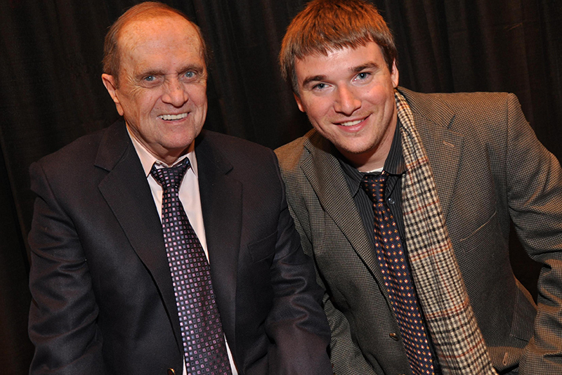 Michael Aaron Gallagher (right) is photographed with legendary comedian Bob Newhart, three days before the 61st Annual Emmy Awards, where he was nominated for Best Supporting Actor in a Miniseries or Movie.