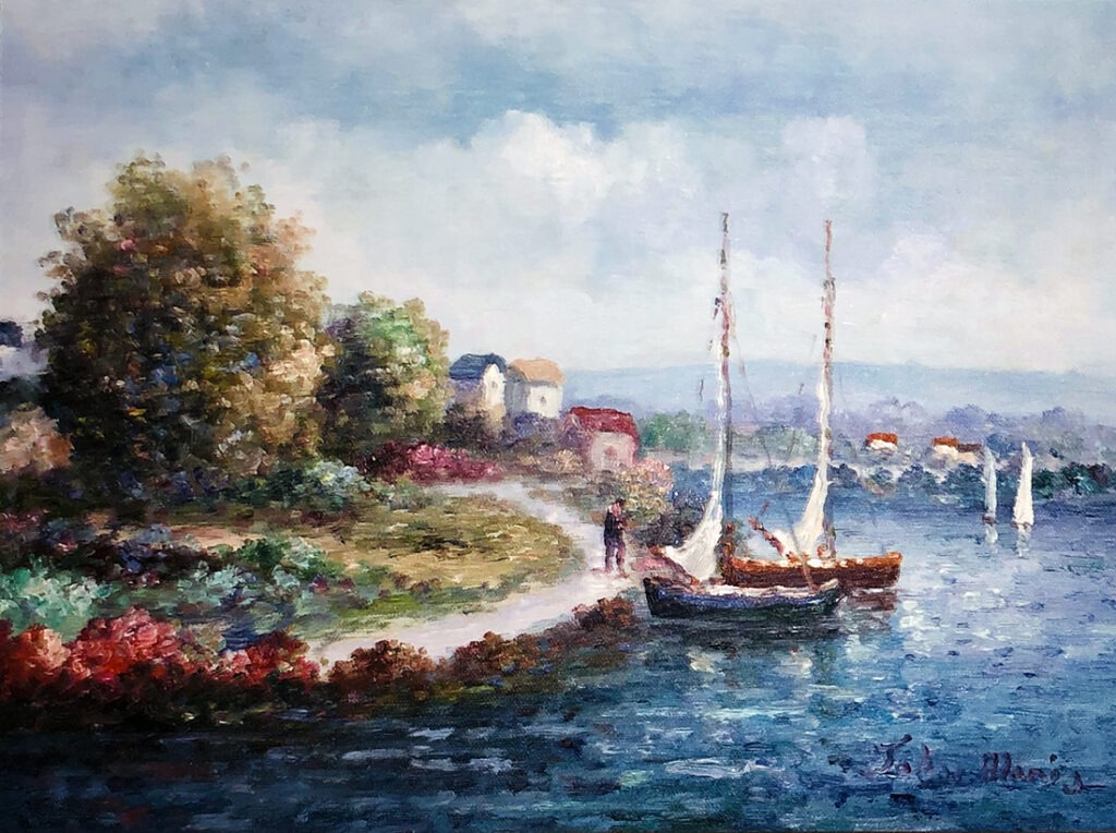 Seascape impressionism oil on canvas by John Moris.