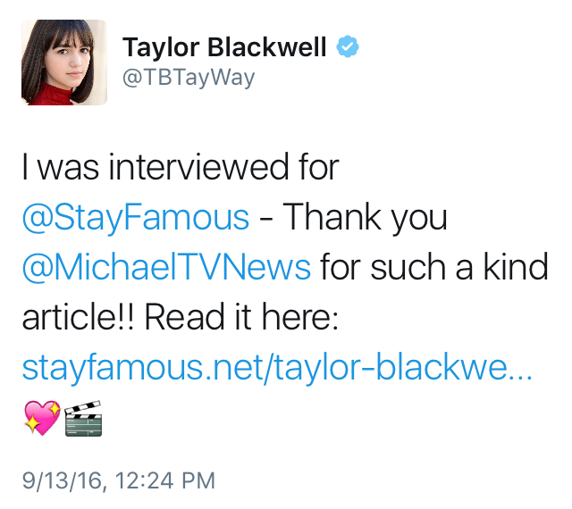 Taylor Blackwell Twitter message to Michael Aaron Gallagher