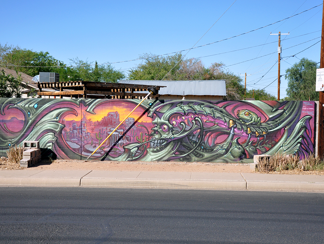 Graffiti art mural by Adrian Dominic in Phoenix Arizona photo by Michael Aaron Gallagher