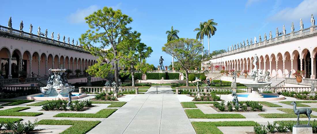 The Courtyard at The Ringling Mansion's Museum of Art features a variety of classical style Italian sculptures. Photo by Michael Aaron Gallagher.