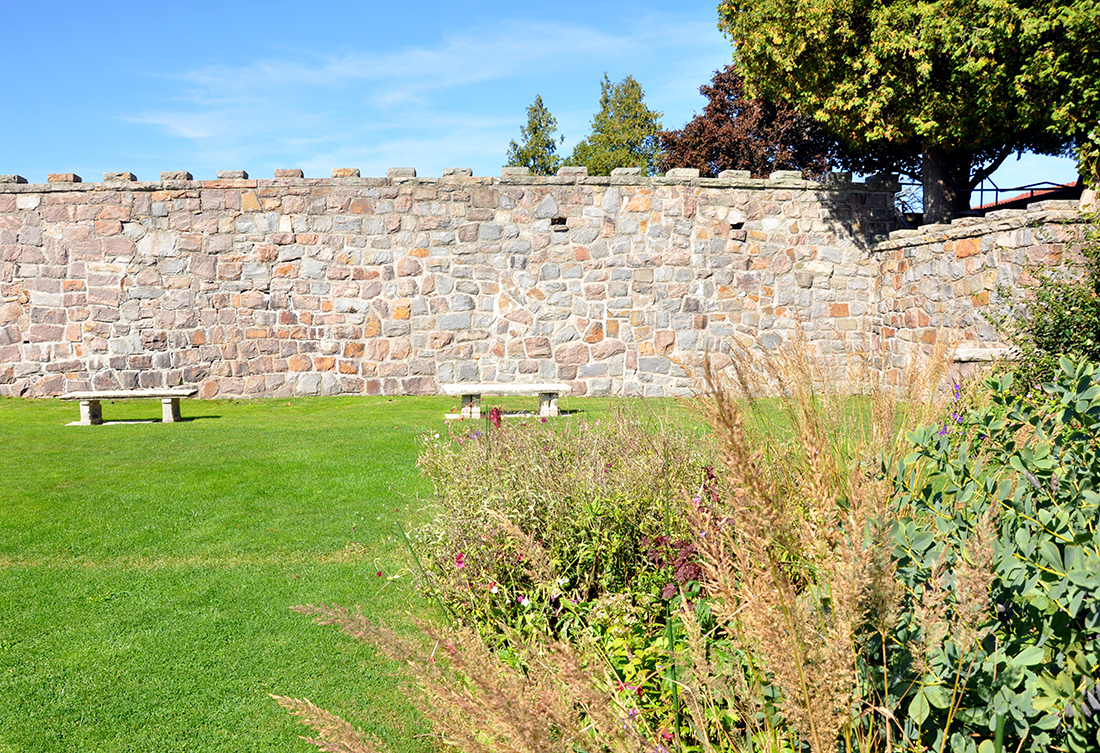 Garden and castle wall at Singer Castle by Michael Aaron Gallagher