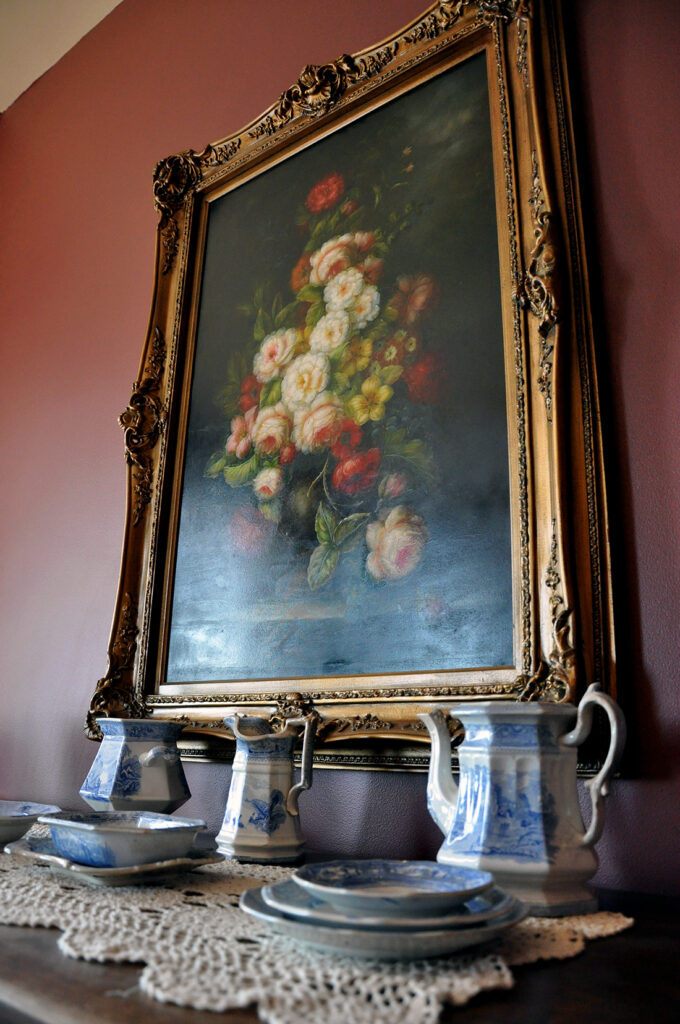 Oil painting and tea set by Michael Aaron Gallagher