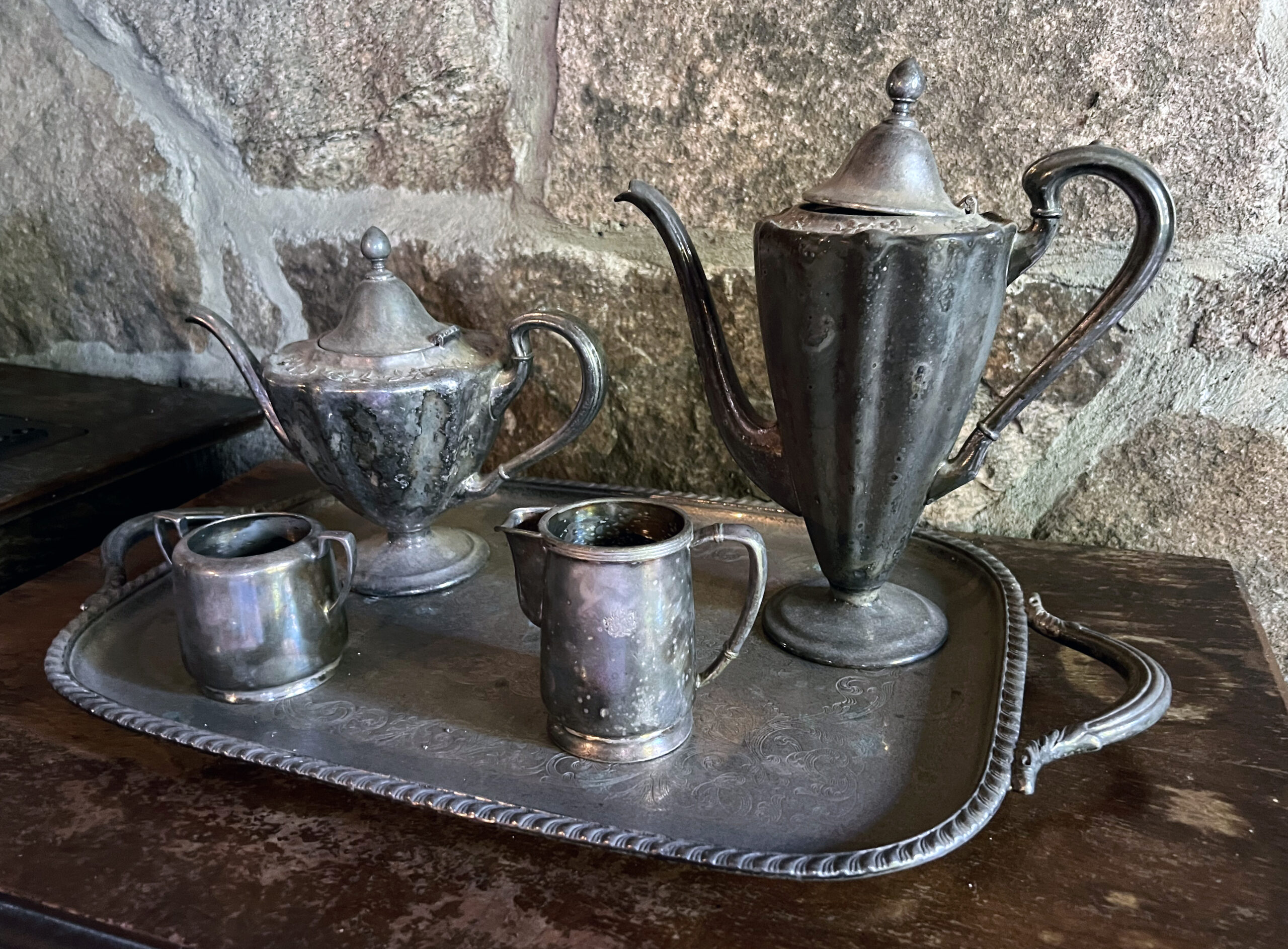 Silver tea set at Singer Castle by Michael Aaron Gallagher