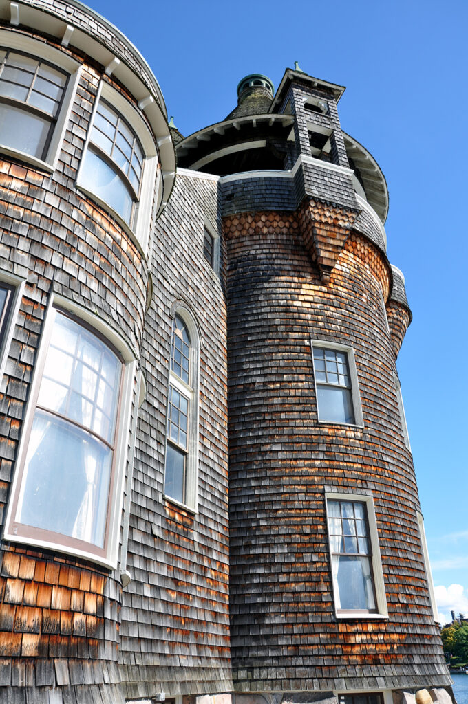 Wood shingle siding on the Boldt Yacht House by Michael Aaron Gallagher