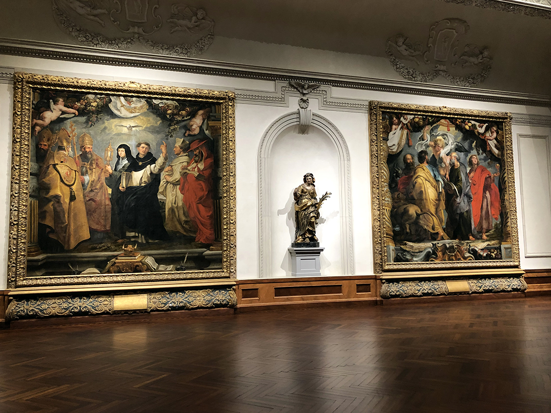 The size and scope of the art galleries at Ca' d'Zan is remarkable. Shown here are two oil paintings by the artist Peter Paul Rubens. Both painted in 1625, on the left is "The Defenders of the Eucharist" and on the right is "The Four Evangelists." Photo by Michael Aaron Gallagher.