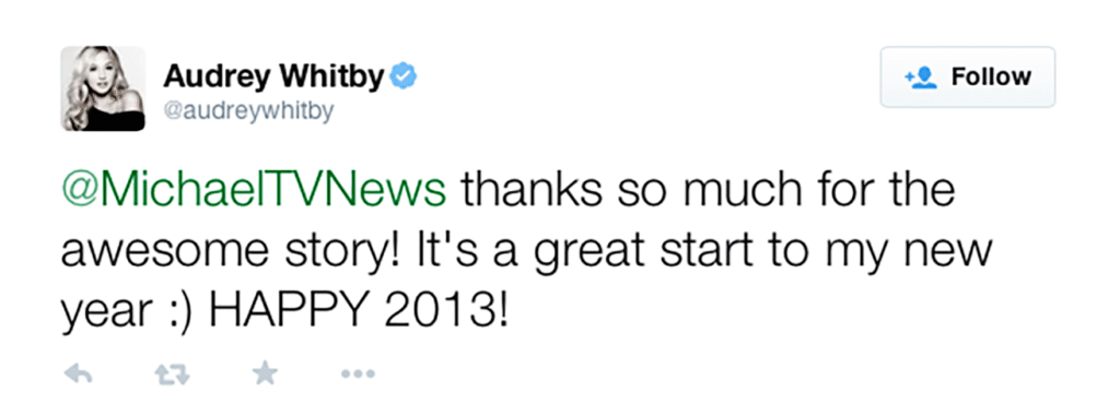 Audrey Whitby tweet to Michael Aaron Gallagher